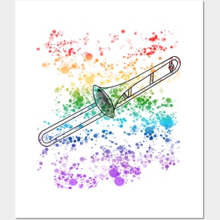 Trombone Rainbow Colours Trombonist Brass Musician Posters and Art